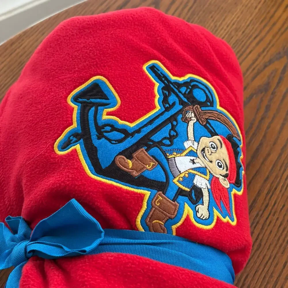 Disney Store Jake and the Neverland Pirates Red Embroidered Throw Blanket